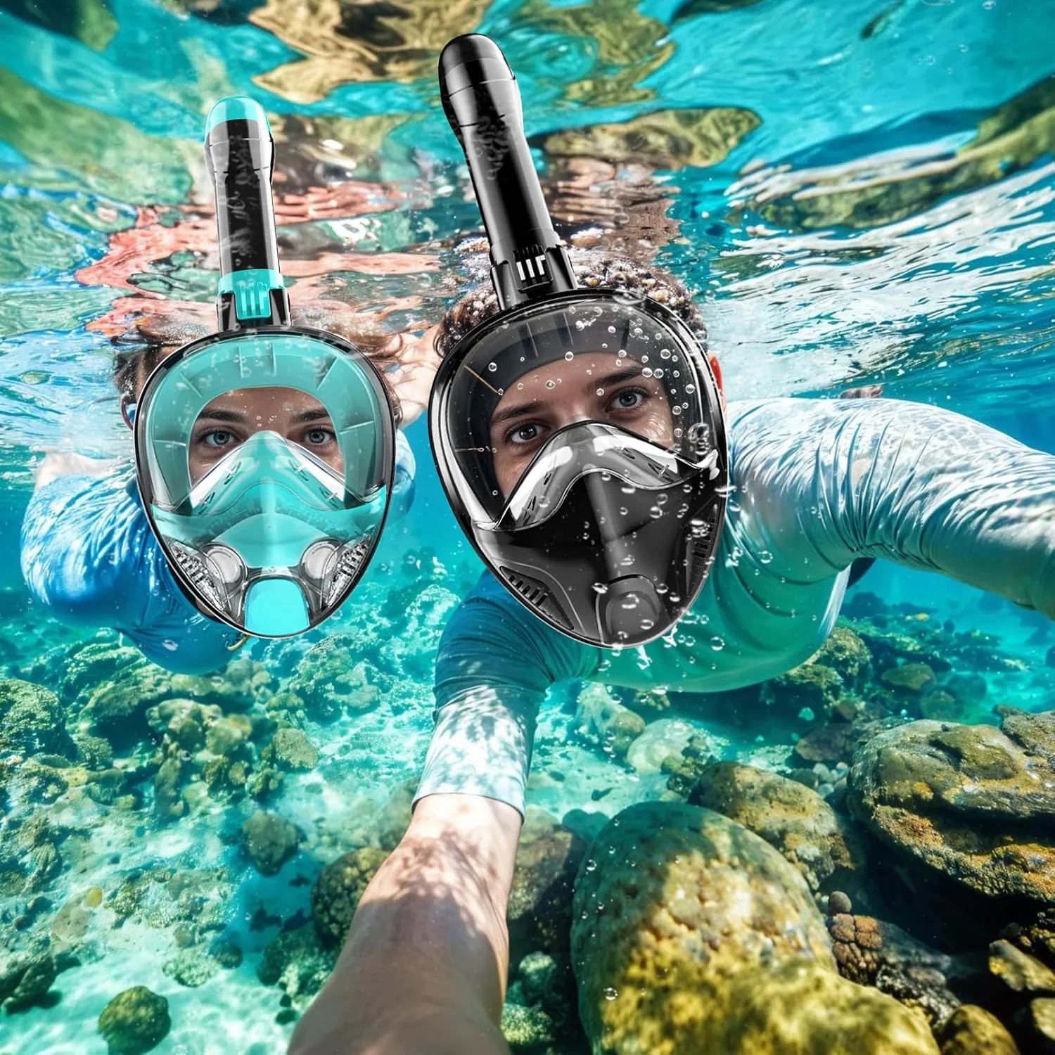 Full Face Snorkel Mask for Adults Teen, Snorkeling Gear with Detachable Camera Mount,Panoramic 180 View, Anti-Fog Anti-Leak Snorkling Set for Man and Women