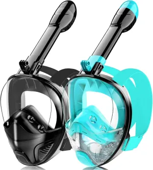 Full Face Snorkel Mask for Adults Teen, Snorkeling Gear with Detachable Camera Mount,Panoramic 180 View, Anti-Fog Anti-Leak Snorkling Set for Man and Women