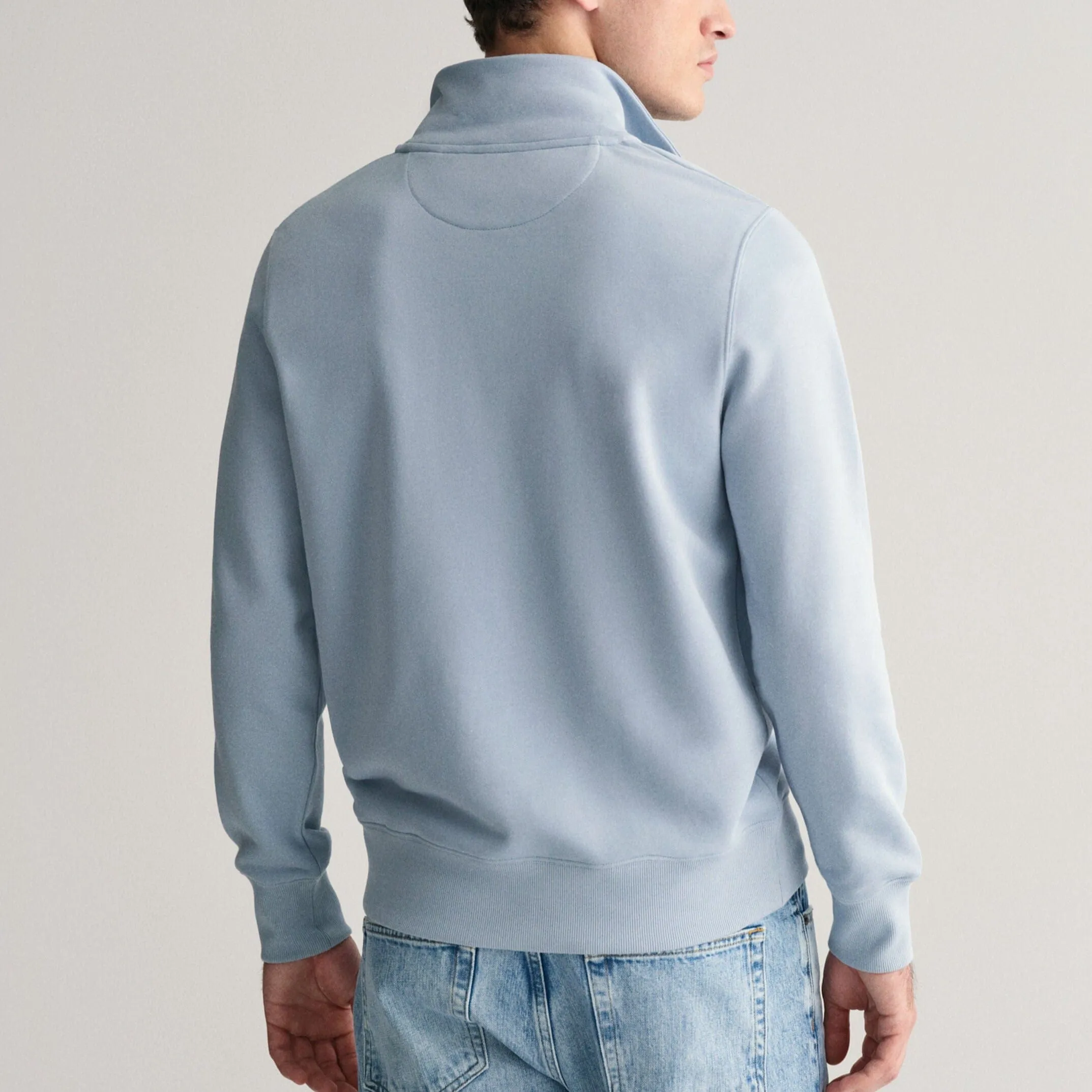 Gant Shield Half-Zip Sweatshirt in Dove Blue