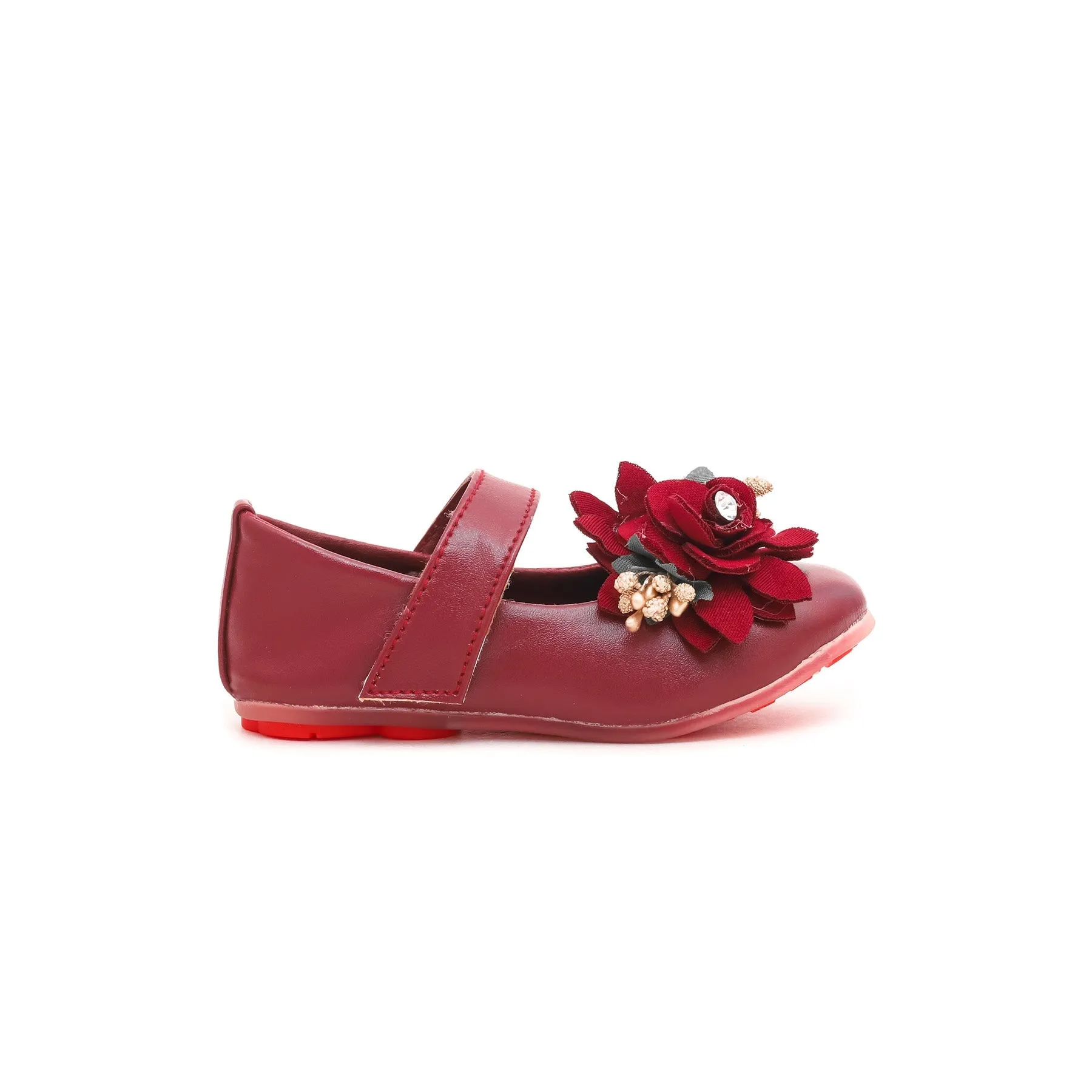 Girls Maroon Formal Pumps KD0684