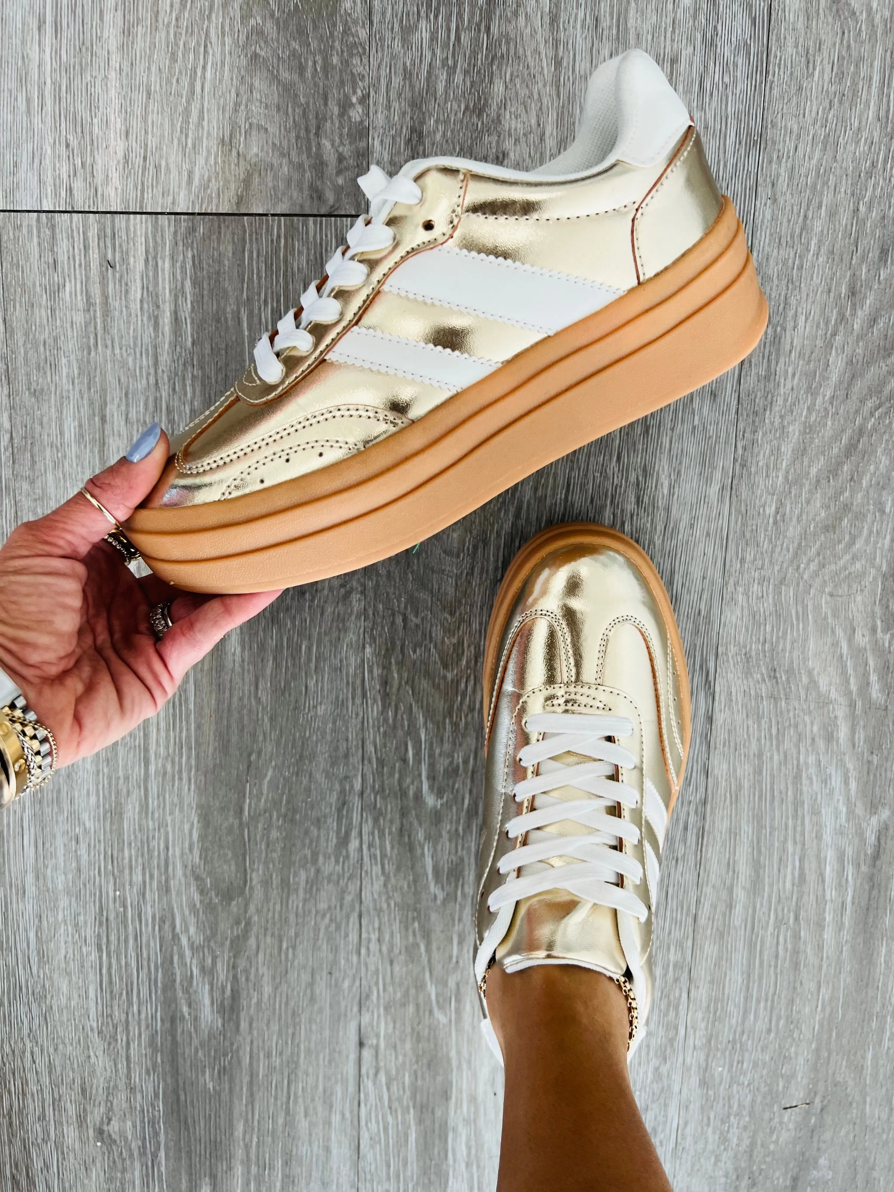 Gold/White Look At Me Now Sneakers