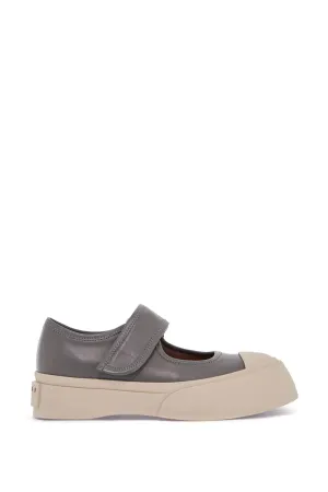 GRAY CALFSKIN LOW-TOP SNEAKERS WITH HOOK-AND-LOOP CLOSURE