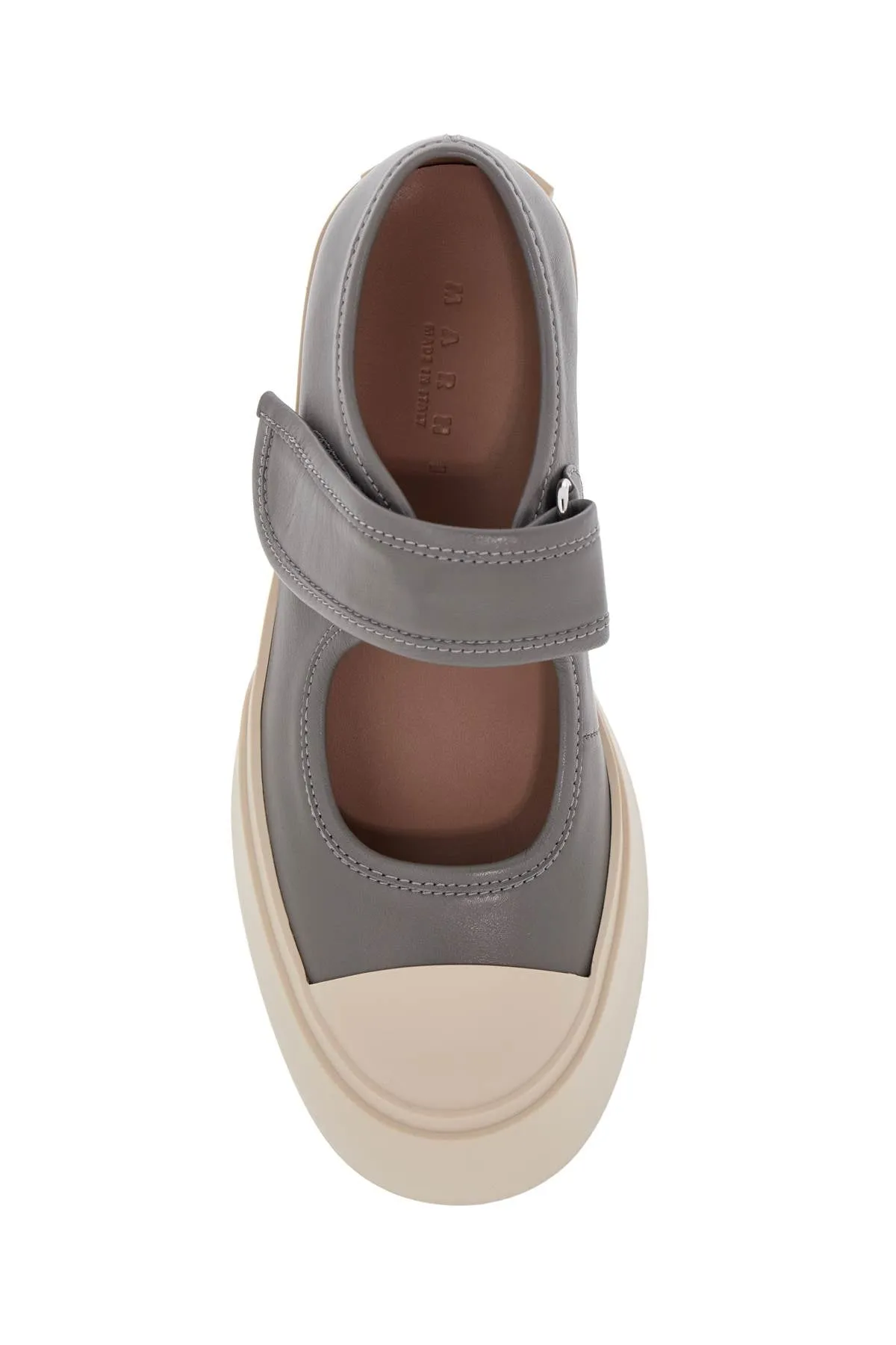 GRAY CALFSKIN LOW-TOP SNEAKERS WITH HOOK-AND-LOOP CLOSURE