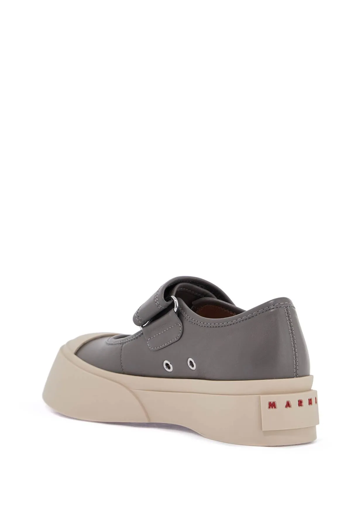 GRAY CALFSKIN LOW-TOP SNEAKERS WITH HOOK-AND-LOOP CLOSURE