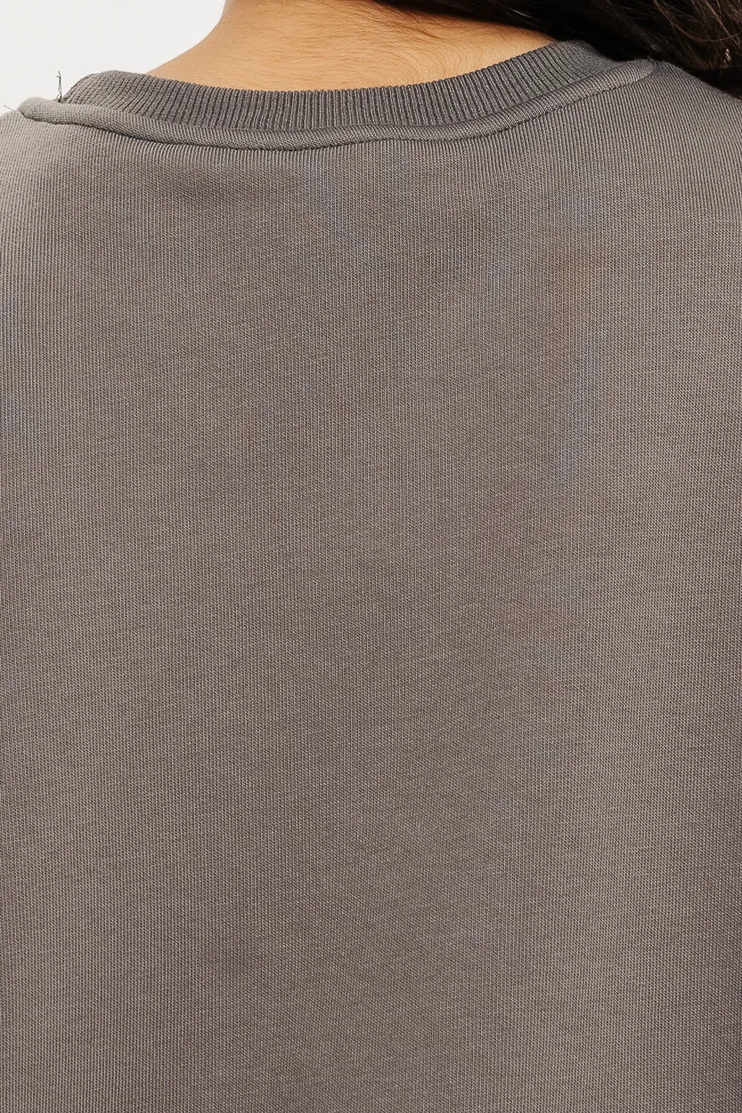 Grey Typography Oversized Sweatshirt
