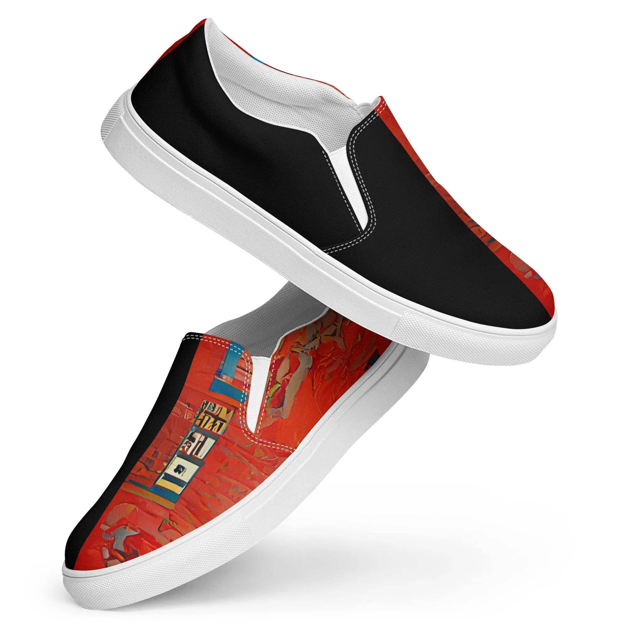 Half Black Half Hónghǎi - Mens Slip-On Canvas Shoes