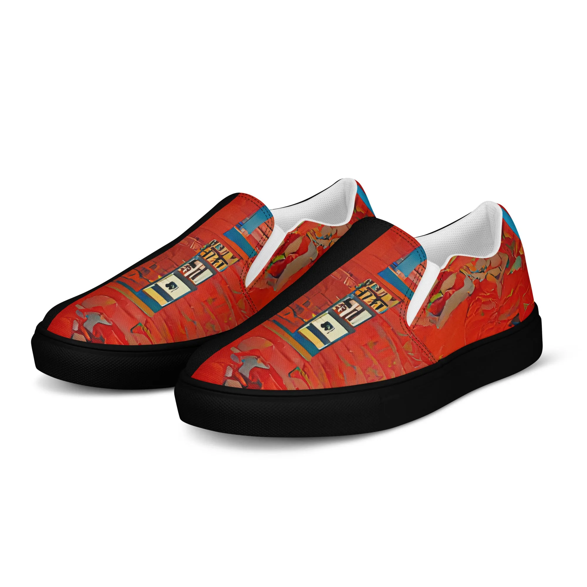 Half Black Half Hónghǎi - Mens Slip-On Canvas Shoes