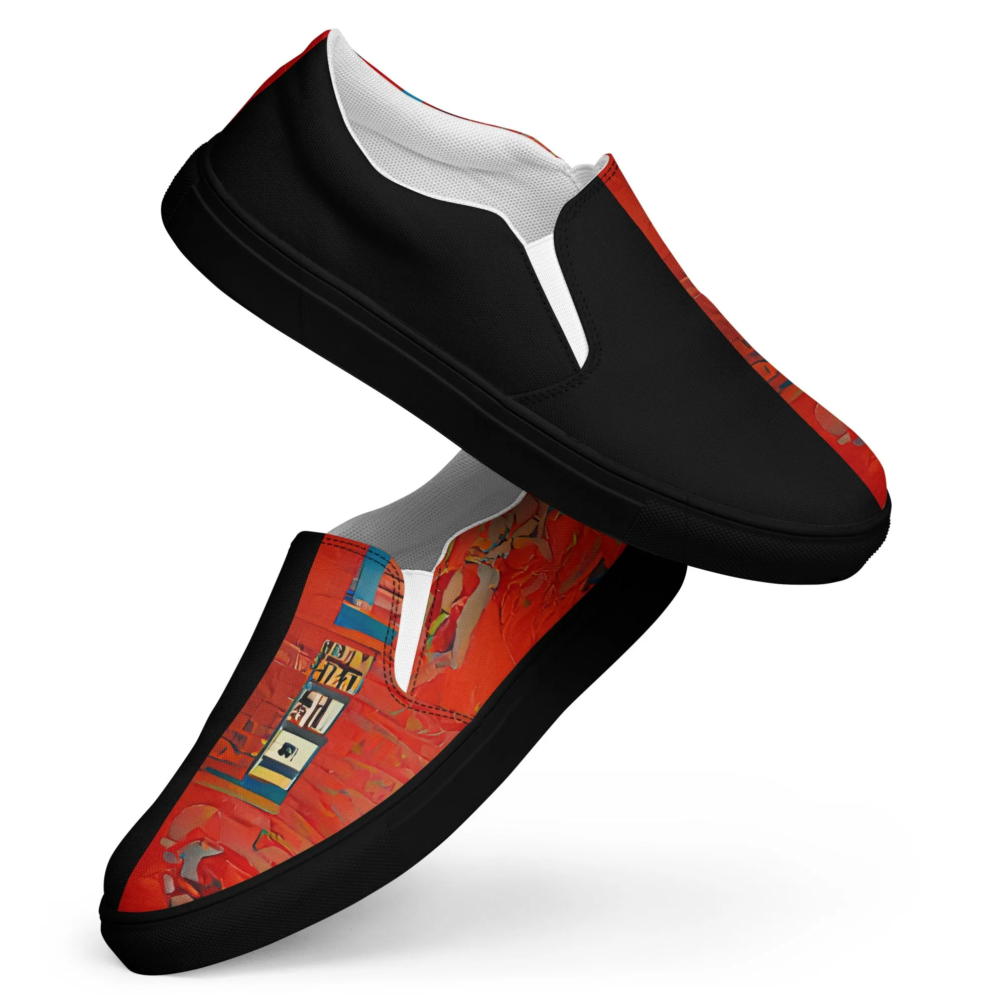Half Black Half Hónghǎi - Mens Slip-On Canvas Shoes