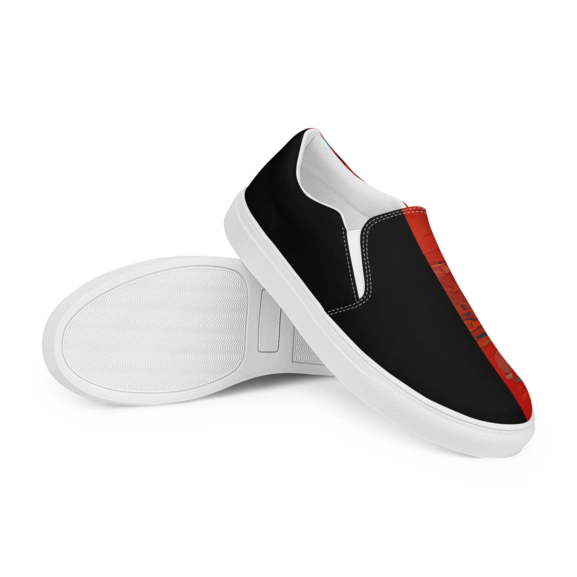 Half Black Half Hónghǎi - Mens Slip-On Canvas Shoes