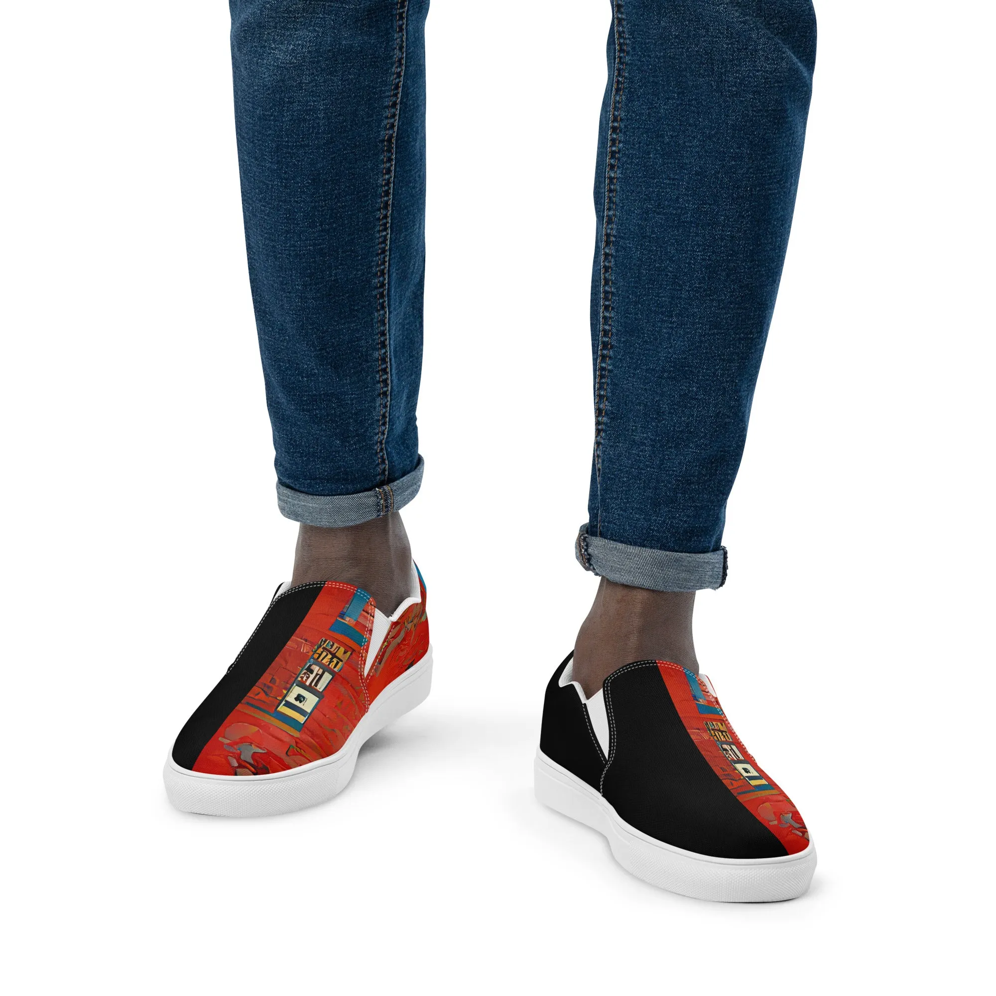 Half Black Half Hónghǎi - Mens Slip-On Canvas Shoes