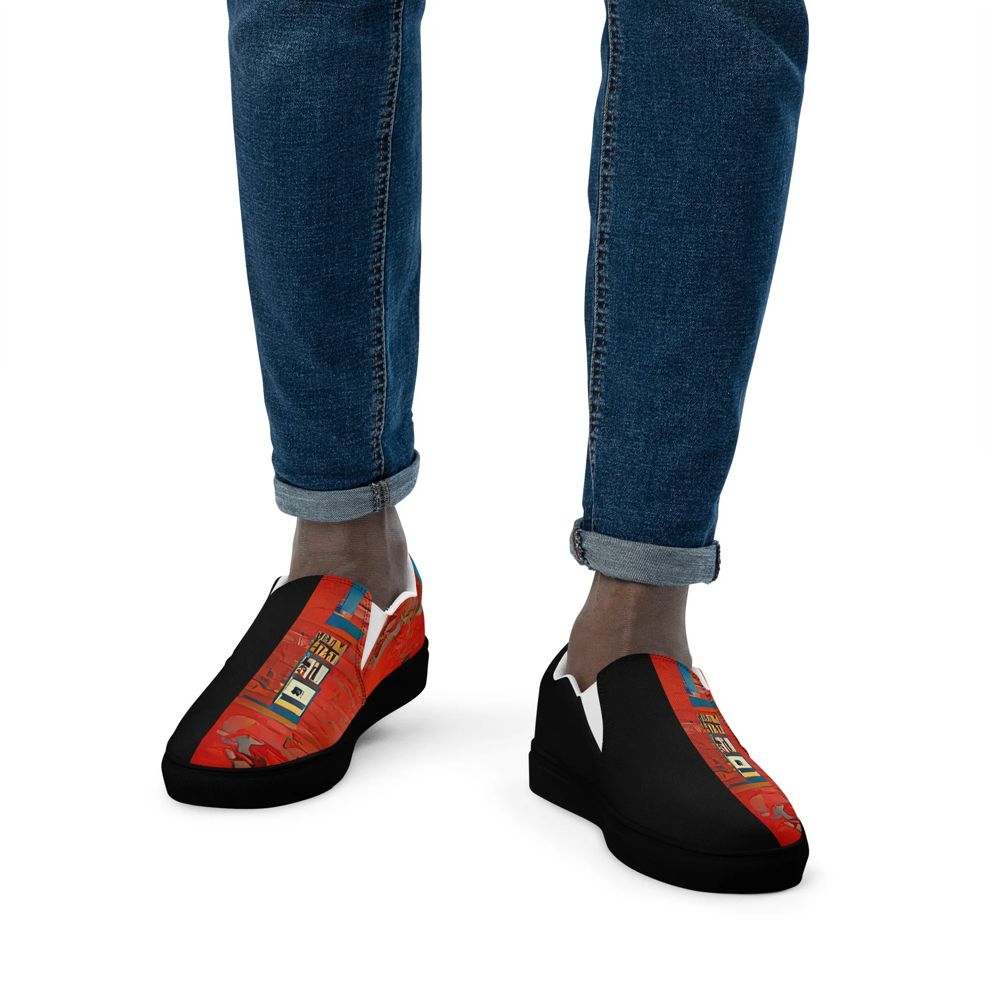 Half Black Half Hónghǎi - Mens Slip-On Canvas Shoes