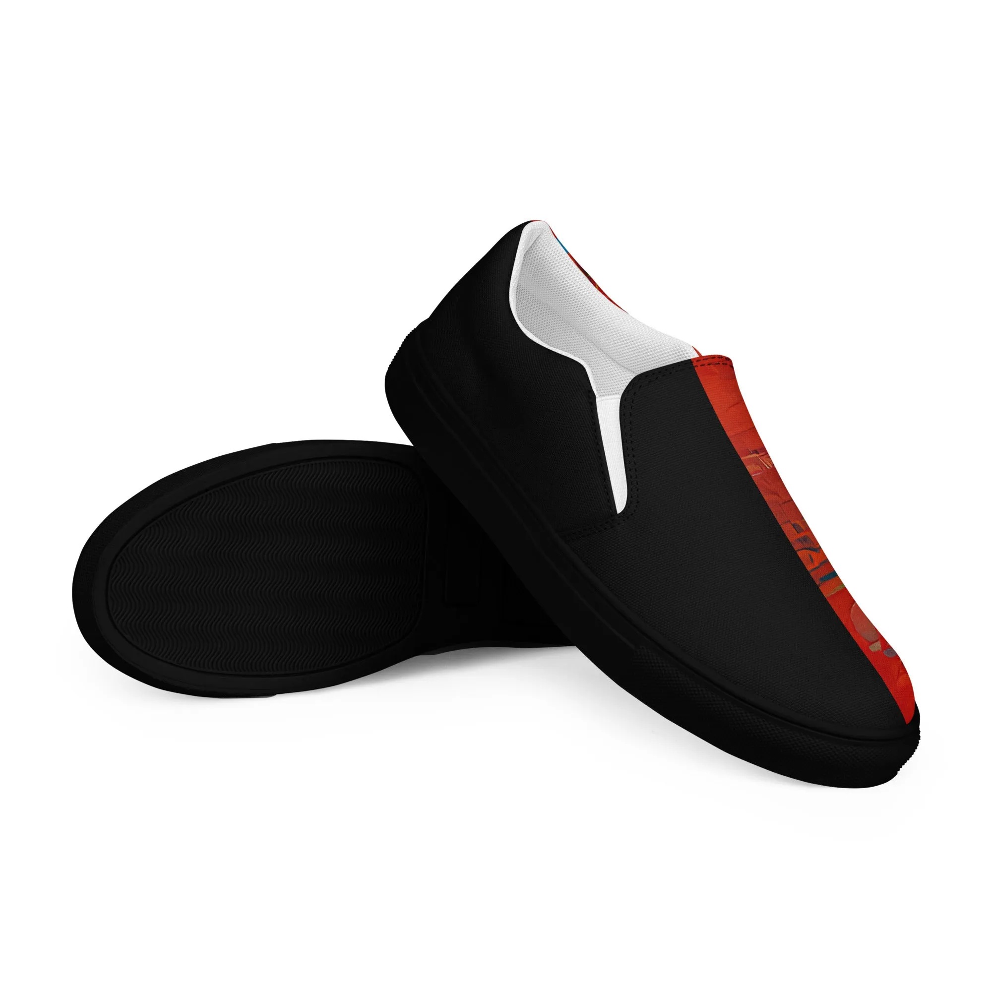 Half Black Half Hónghǎi - Mens Slip-On Canvas Shoes