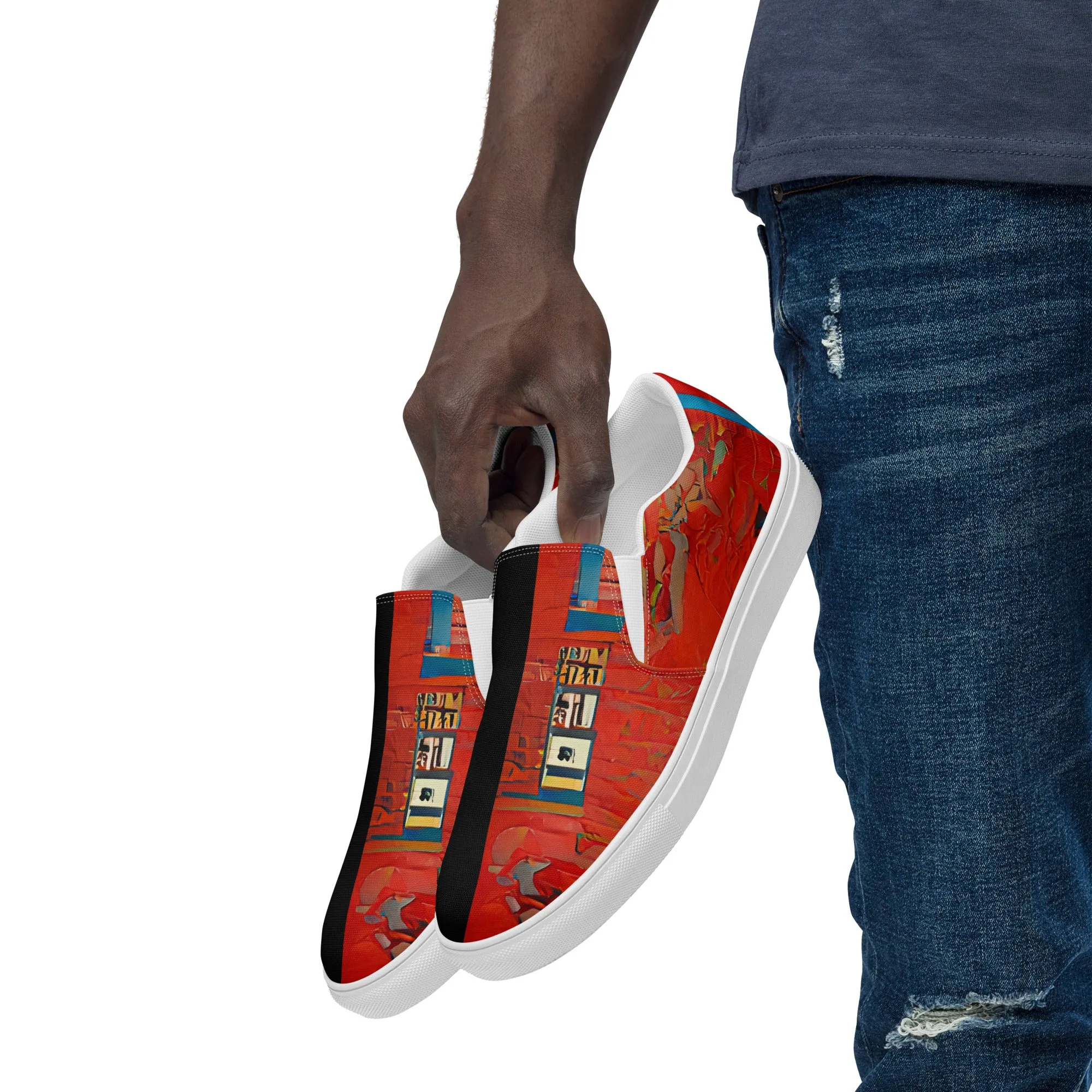 Half Black Half Hónghǎi - Mens Slip-On Canvas Shoes