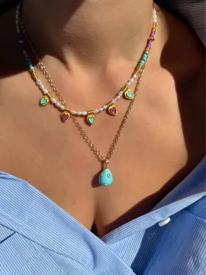 Handmade Colorful Hearts Necklace