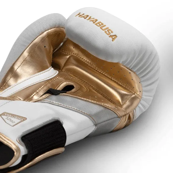 HAYABUSA T3 BOXING GLOVES - WHITE/GOLD