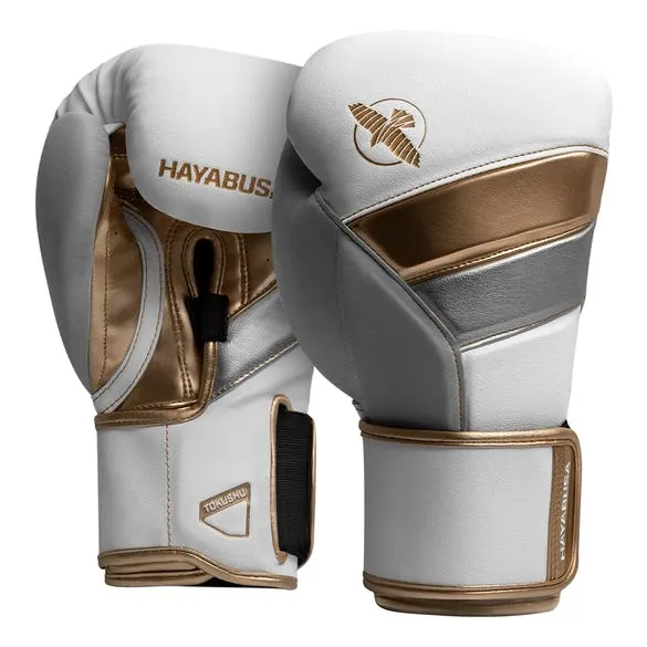 HAYABUSA T3 BOXING GLOVES - WHITE/GOLD