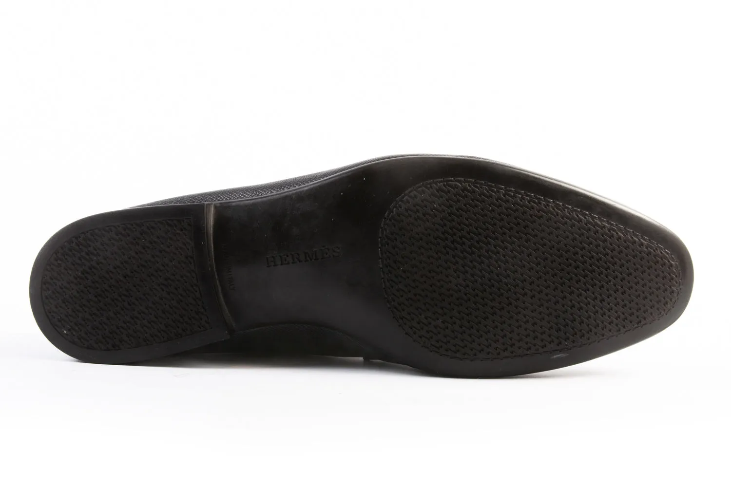 Hermes Black Textured Leather Loafers