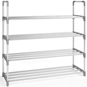 Home Intuition 4-Tier Shoe Rack Organizer, Tower Shelf Storage, 20 Pairs, Grey