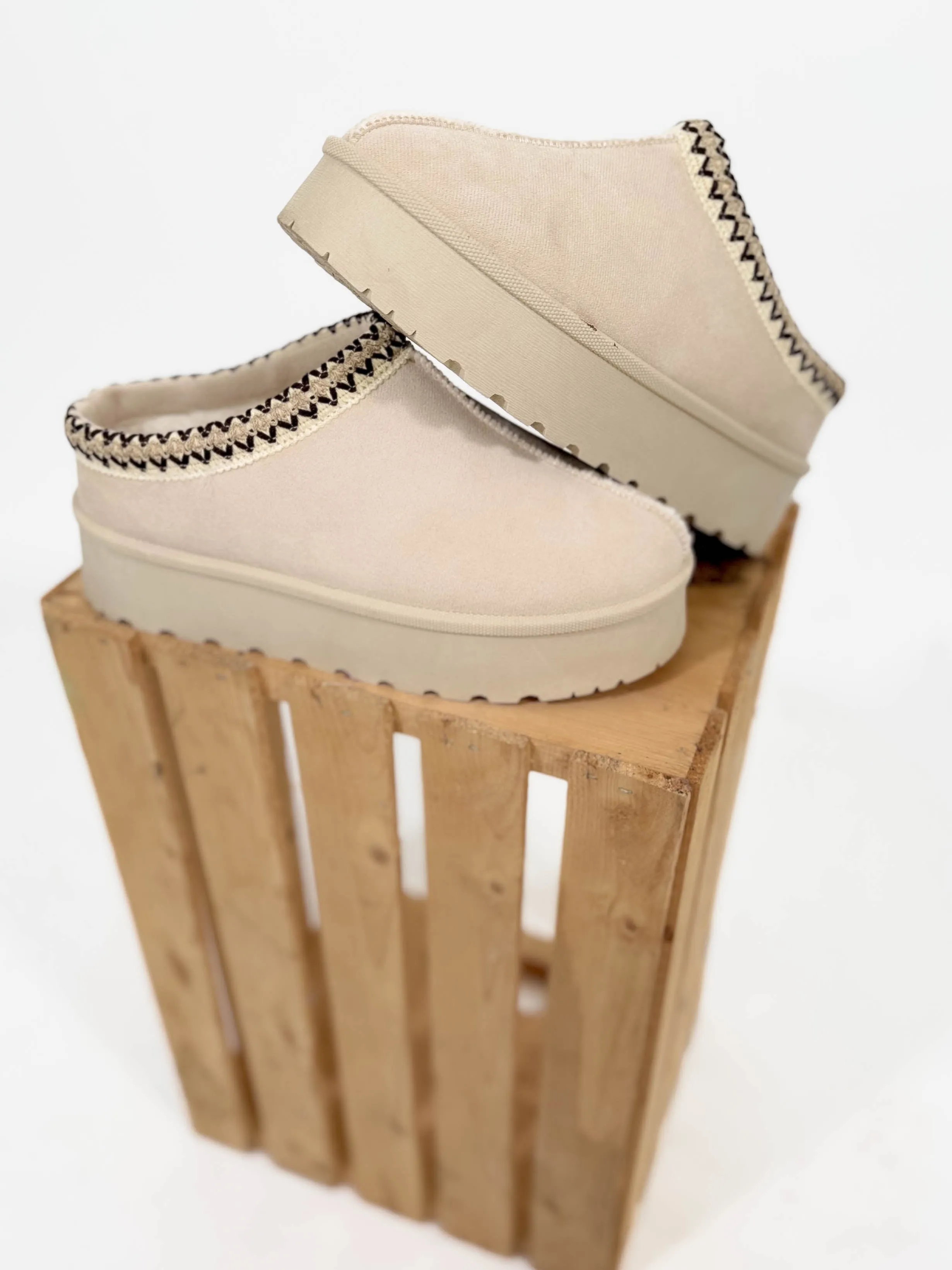 Homebody Faux Fur Slip On- BEIGE