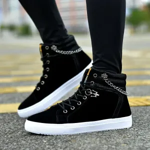 Hudson™ zijketting detail zwart heren hoge sneakers