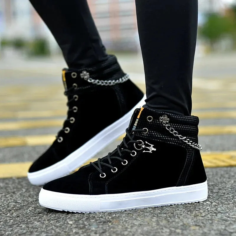 Hudson™ zijketting detail zwart heren hoge sneakers