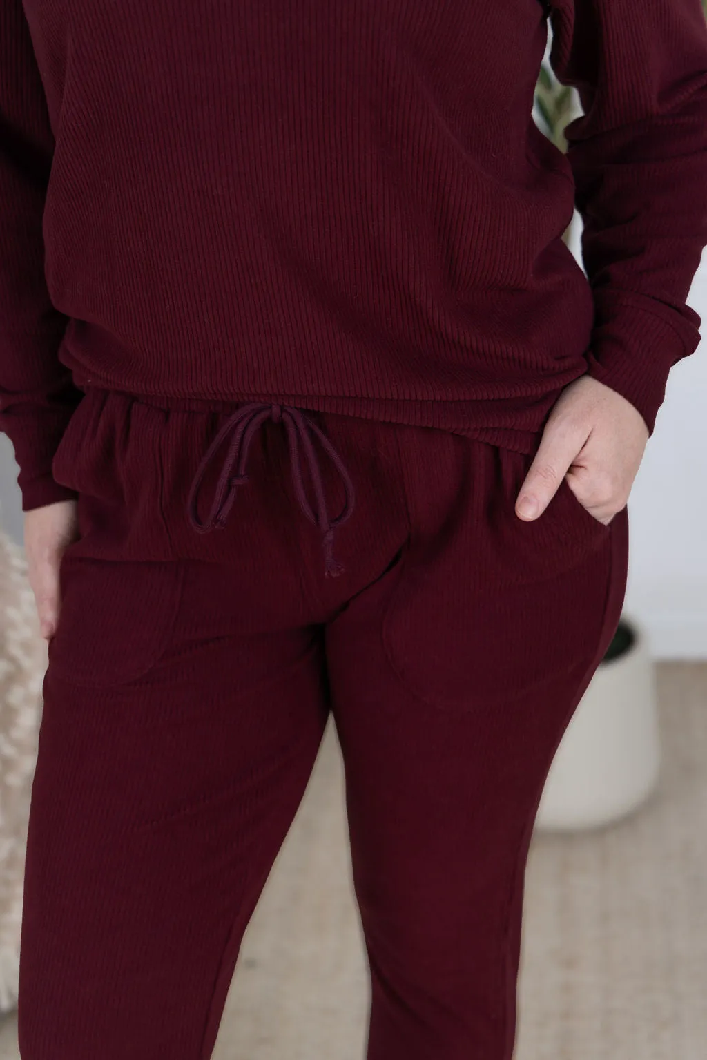 IN PRODUCTION Corrine Joggers - Burgundy