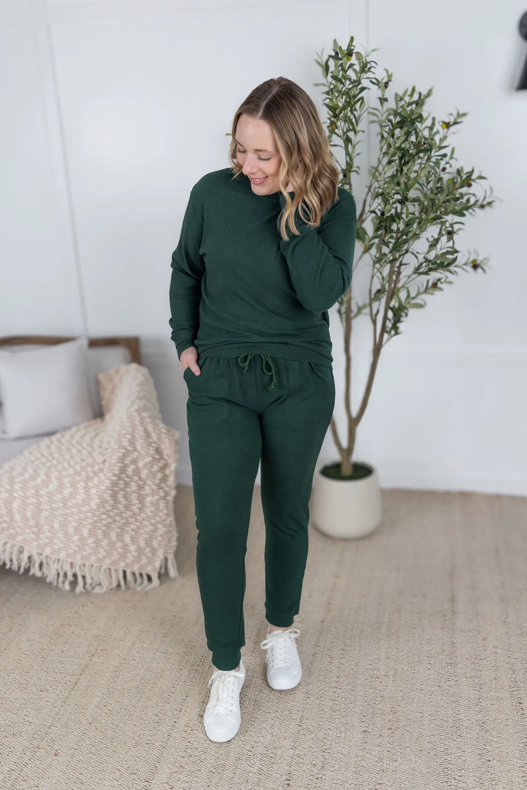 IN PRODUCTION Corrine Joggers - Forest Green
