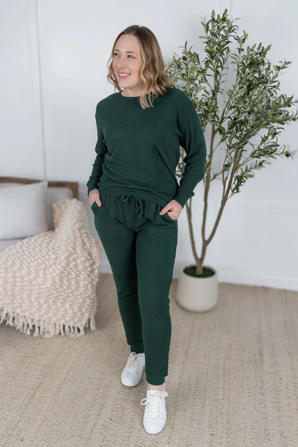 IN PRODUCTION Corrine Joggers - Forest Green