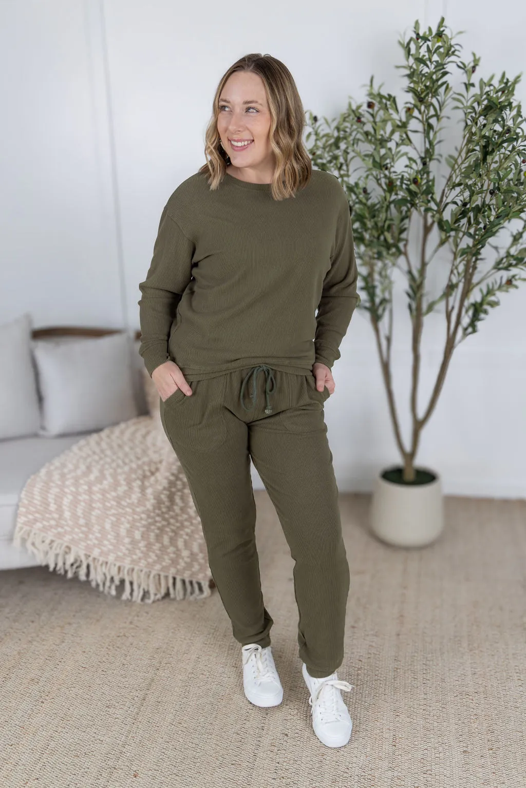 IN PRODUCTION Corrine Joggers - Olive