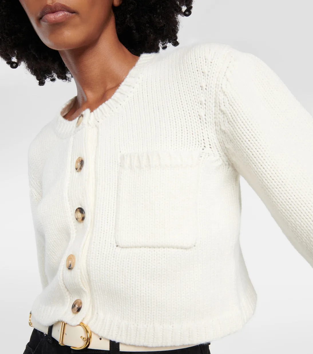 Lavan Khaite cropped cashmere cardigan, white
