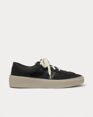 Leather, Nubuck and Mesh  Black low top sneakers