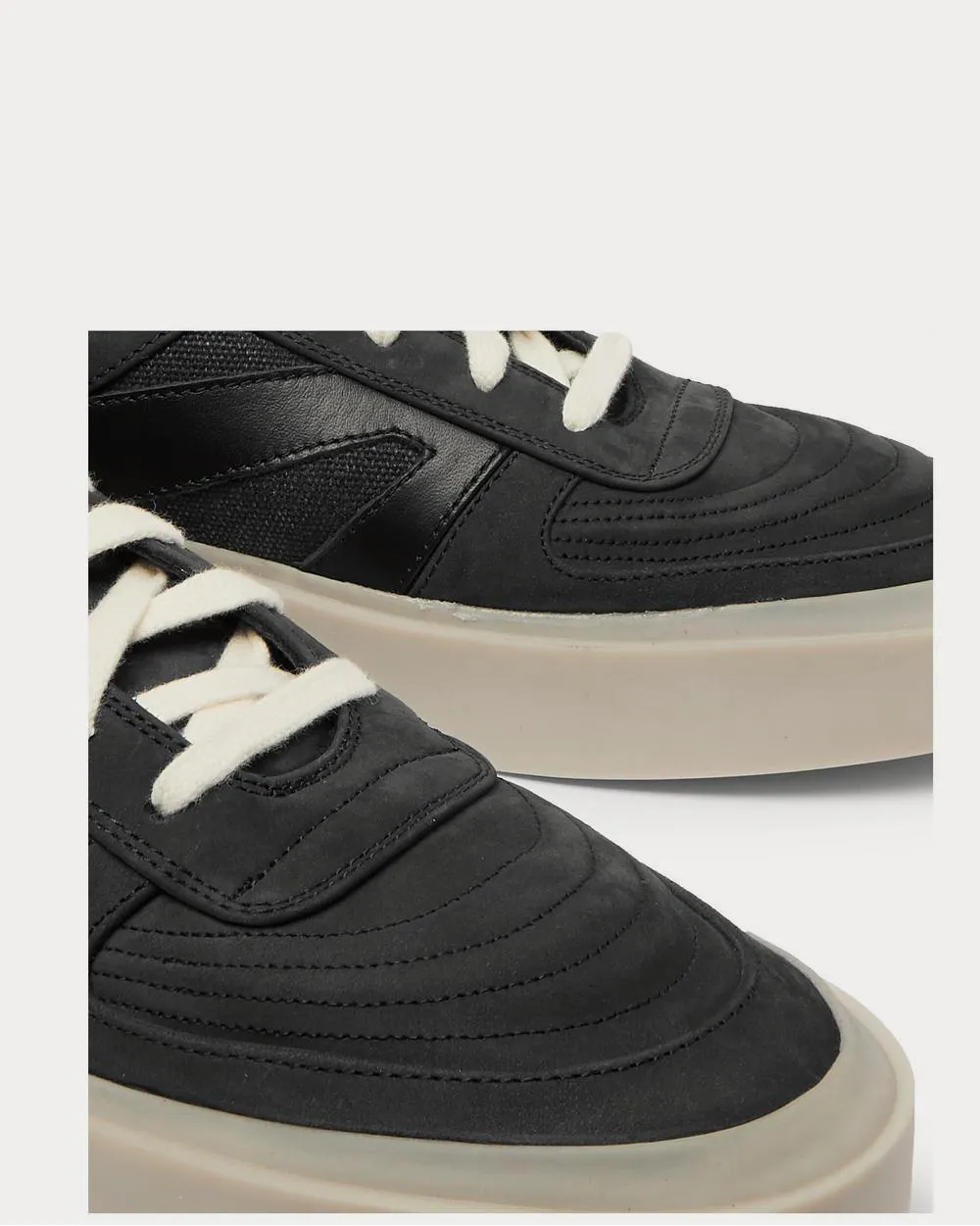 Leather, Nubuck and Mesh  Black low top sneakers