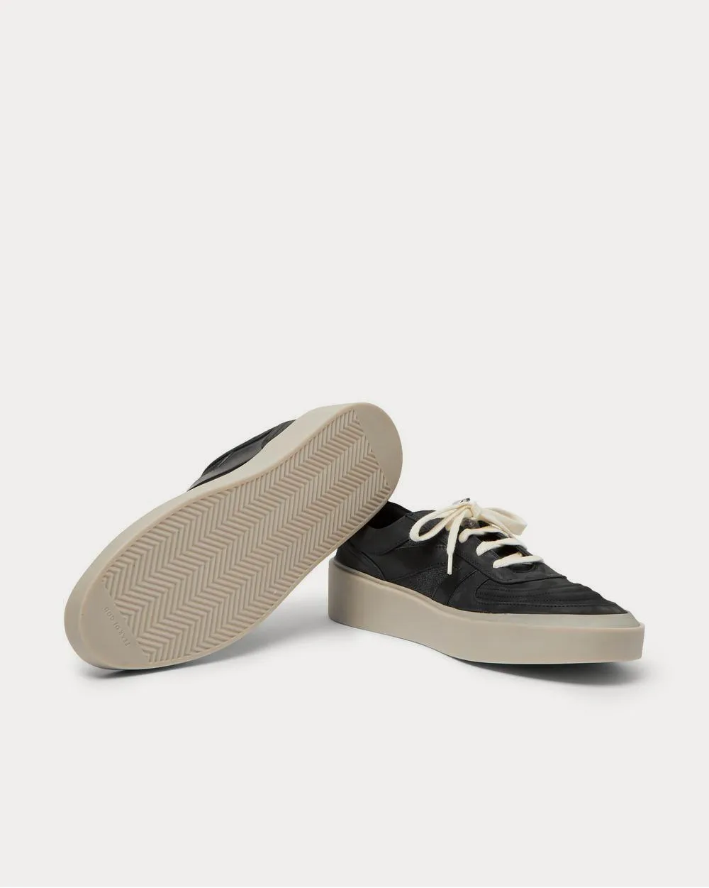 Leather, Nubuck and Mesh  Black low top sneakers