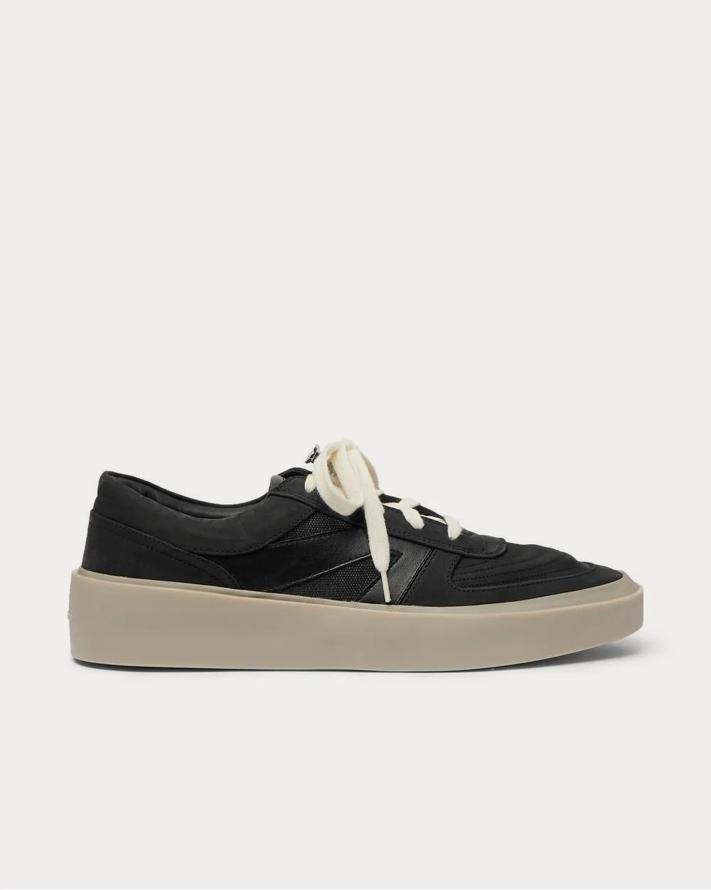 Leather, Nubuck and Mesh  Black low top sneakers