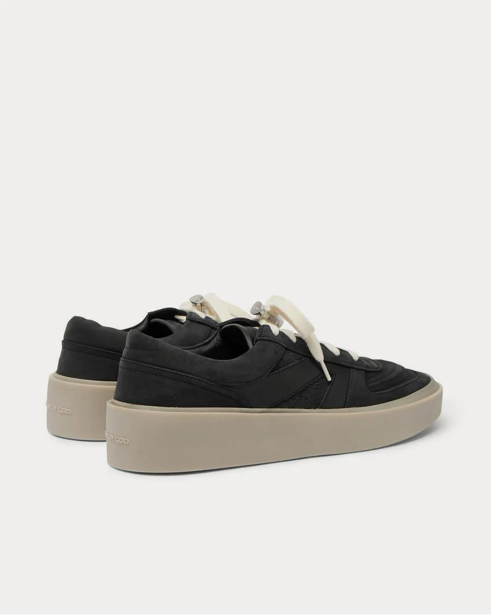 Leather, Nubuck and Mesh  Black low top sneakers