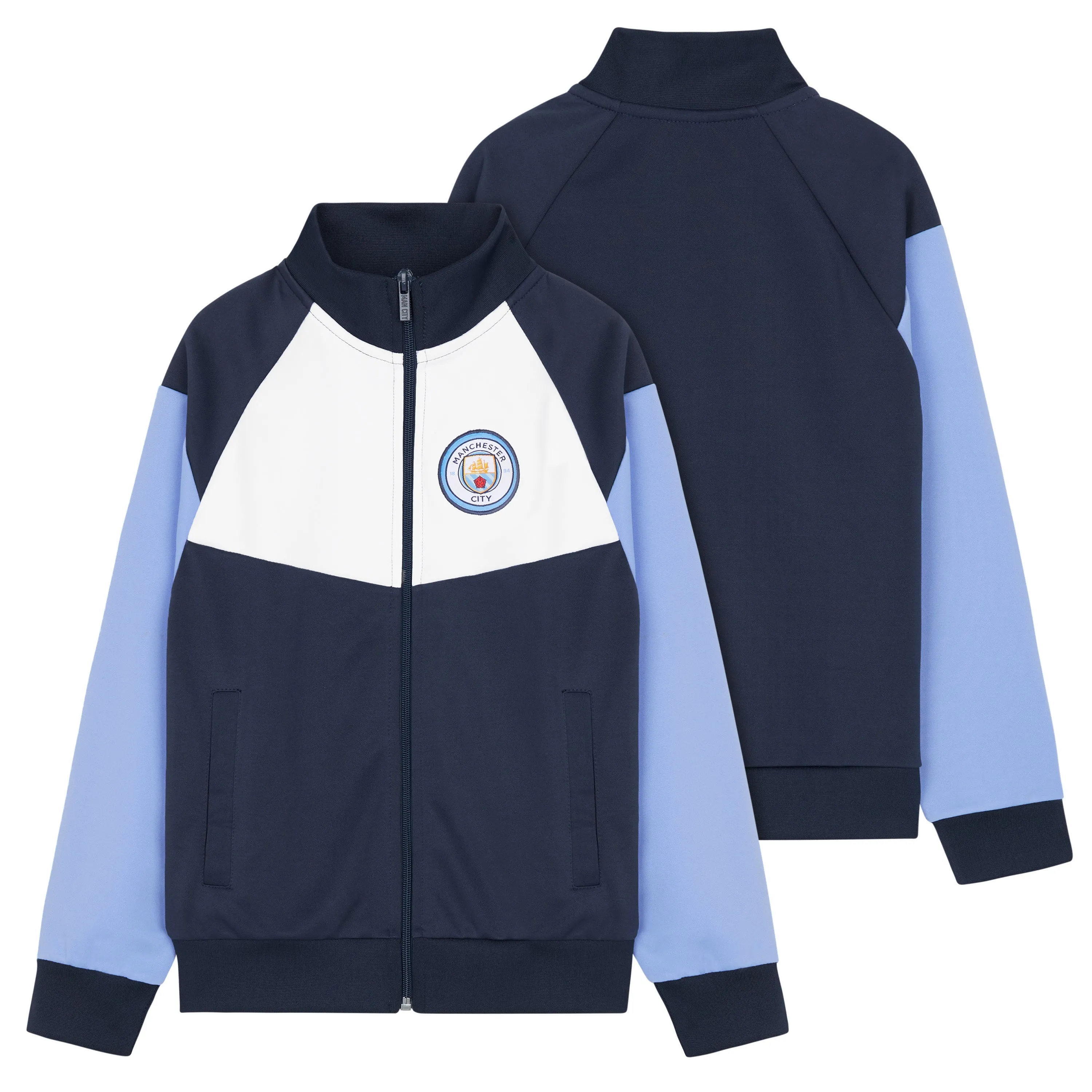 Manchester City F.C. Boys Zip Up Track Jacket with Pockets