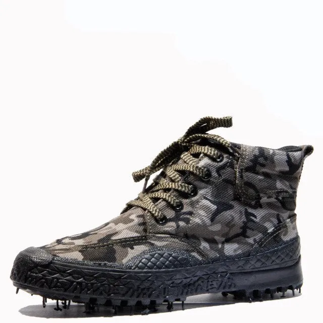 Men Women Army Training Camo Canvas Shoes Outdoor Sports Hiking Camping Climbing Non-slip Wearproof Breathable Tactical Boots