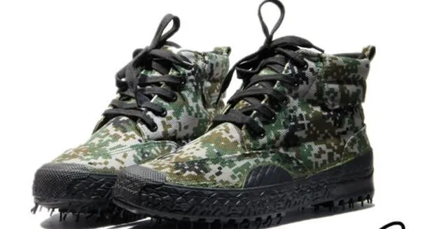 Men Women Army Training Camo Canvas Shoes Outdoor Sports Hiking Camping Climbing Non-slip Wearproof Breathable Tactical Boots