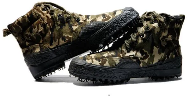 Men Women Army Training Camo Canvas Shoes Outdoor Sports Hiking Camping Climbing Non-slip Wearproof Breathable Tactical Boots
