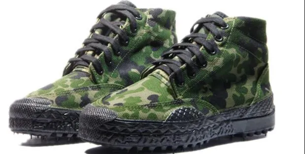 Men Women Army Training Camo Canvas Shoes Outdoor Sports Hiking Camping Climbing Non-slip Wearproof Breathable Tactical Boots