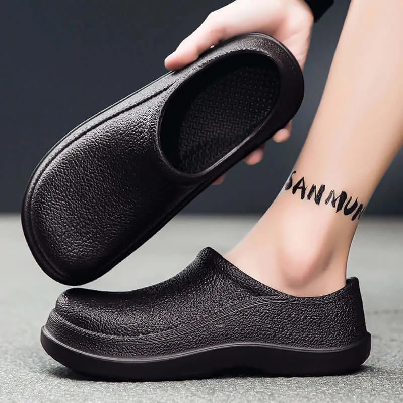 Men's Textured Leather Waterproof Loafers with Anti-Slip Sole