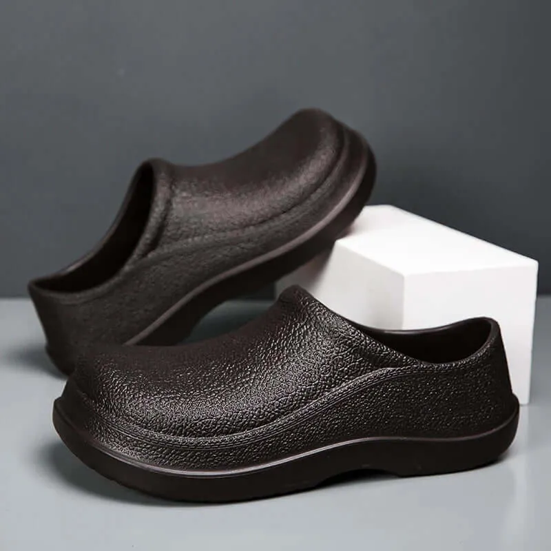 Men's Textured Leather Waterproof Loafers with Anti-Slip Sole