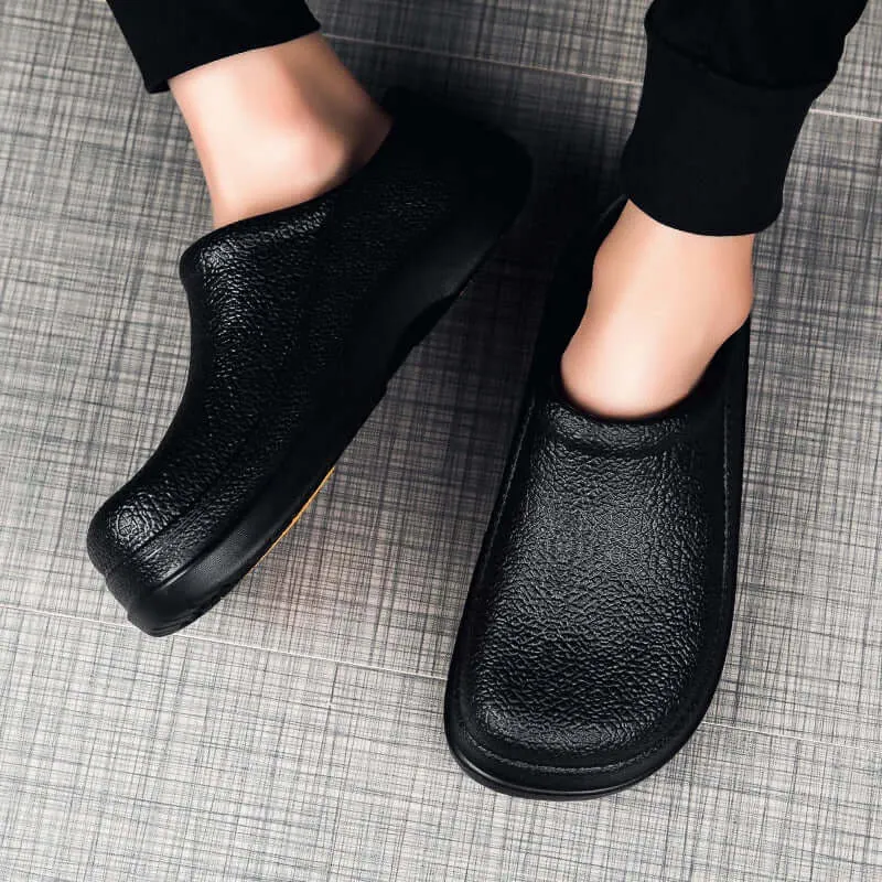 Men's Textured Leather Waterproof Loafers with Anti-Slip Sole