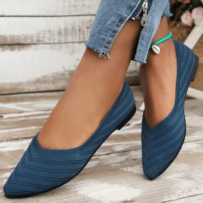 Mesh Point Toe Solid Color Slip-Ons