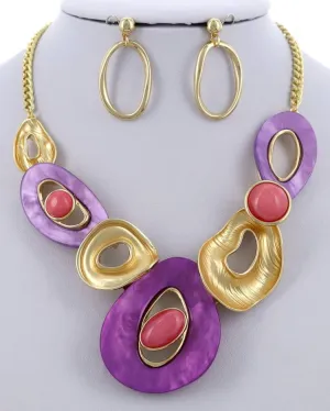 Metal Resin Necklace & Earring Set - LAST ONE