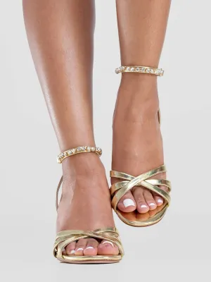 Nine West Fran Heel Sandals - Golden