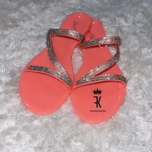 Olivia Rhinestone Sandals - Coral
