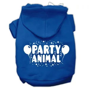 Party Animal Screen Print Pet Hoodies Blue Size Lg (14)