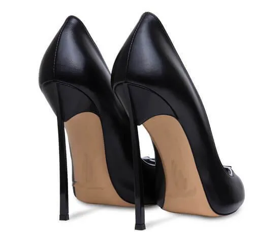 Peep-toe Leather Stiletto Heel Pumps