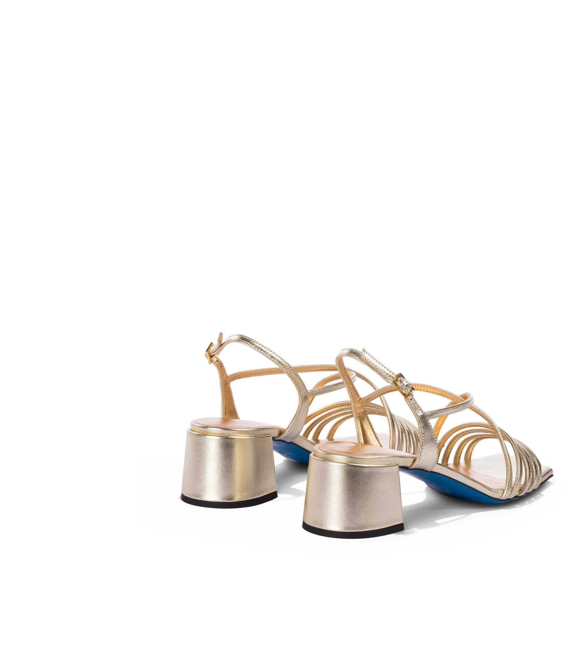 Platinum-tone nappa leather sandals